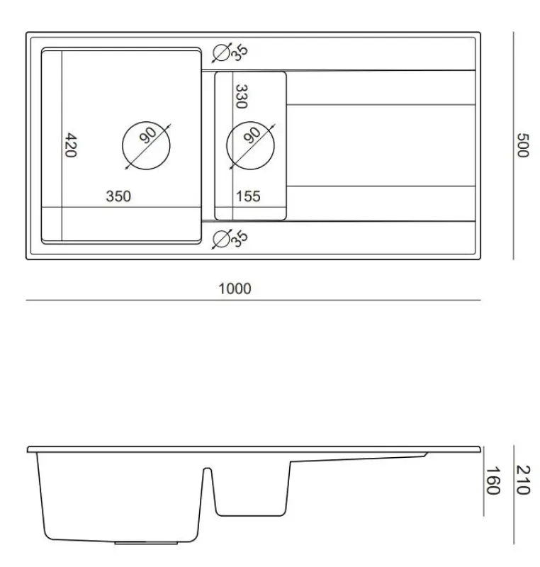 Quadri Luton valkoinen graniitti päälle asennettava 1,5-altainen tiskiallas valutustasolla käännettävä 100x50cm ruostumattomasta teräksestä valmistetulla tulpalla 1208957330