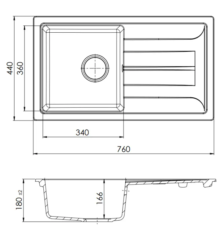 GraniteMy Smart extra matala graniitti päälle asennettava musta pesuallas 76x44cm valutusalueella käännettävä 1208957353