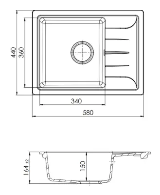 GraniteMy Smart extra matala graniittinen musta pesuallas 58x44 cm käännettävä valutustasolla 1208957354