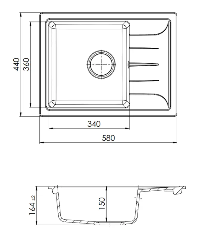 GraniteMy Smart extra matala graniittinen musta pesuallas 58x44 cm käännettävä valutustasolla 1208957354