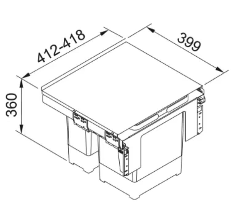 Franke Sorter Garbo 45-2 built-in waste system 1 x 12 and 1 x 18 Liter waste bin 1210200692