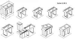 Garbi Sorter S-30-3 inbouwafvalsyteemi, jossa on 3 roskakoria, 10 litraa 1208957362