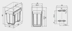 Garbi Sorter S-30-2 inbouw afvalsysteem met 2 afvalbakken 1 x 10 en 1 x 20 liter 1208957363