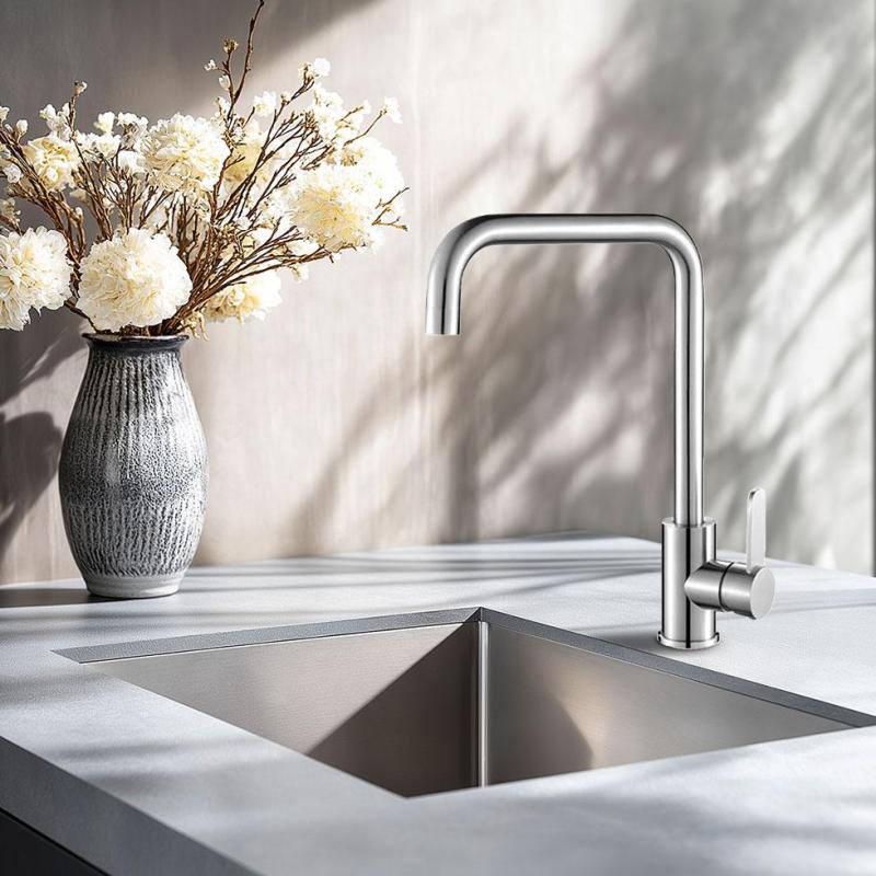 AquaTrimo Solid massiivinen ruostumaton teräs keittiöhana kääntyvällä juoksuputkella 21SL7370SS