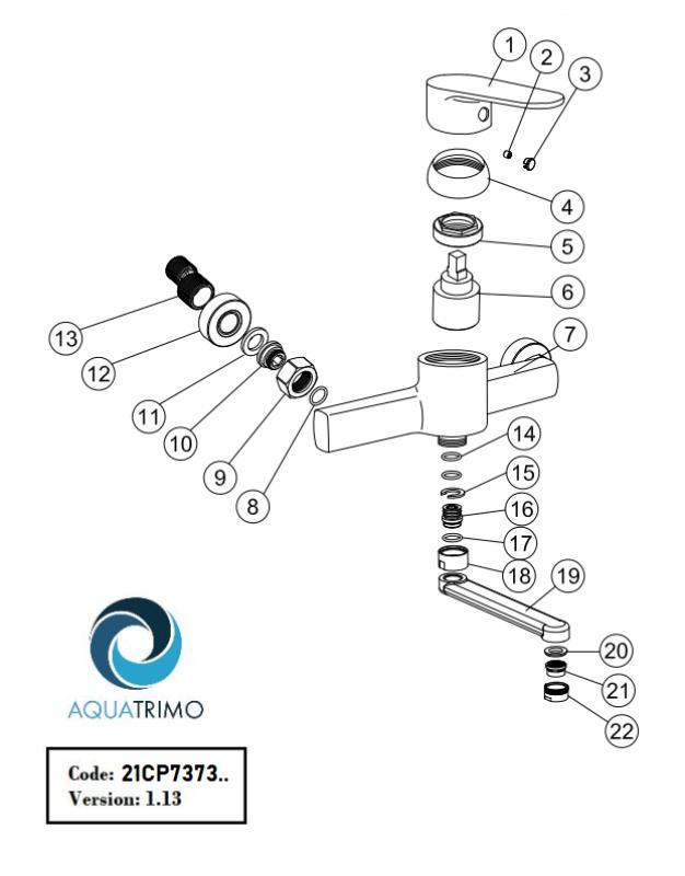AquaTrimo Chopin seinään asennettava keittiöhana, yksivipuinen kromattu sekoitin 21CP7373CM.