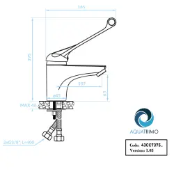 AquaTrimo Clinic lääketieteellinen pesuallashana pitkällä vivulla kromi 43CC7375CM