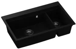 GraniteMy Limited suuri 1,5 graniitti altaan päälle ja alle asennettava musta pesuallas sisältäen tarvikkeet 76x48 cm 1208957389