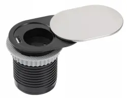 Indux Slide inbouw keittiöpistorasia työtasolla USB:llä ja pistorasialla, väri ruostumaton teräs 1208957391