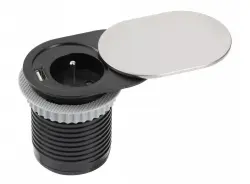 Indux Slide sisäänrakennettu keittiön pistorasia, suojamaadoitus työtasossa, USB ja pistorasia, ruostumattoman teräksen värinen 1208957392