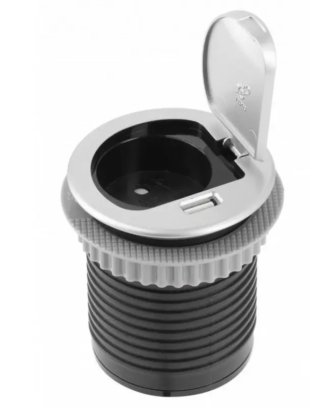 Indux Cover built-in grounded kitchen socket for worktop with USB and socket color silver 1208957393