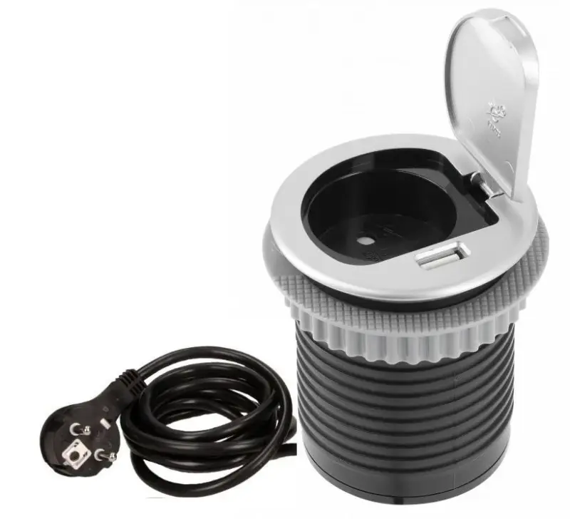 Indux Cover built-in pin-earth kitchen socket for worktop with USB and socket color silver 1208957394