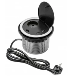Indux Cover upotettava suojamaadoitus hopea keittiön pistorasia työtasossa 2 USB-liitännällä 1208957399