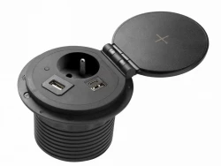 Indux Cover upotettava maadoitettu musta keittiön pistorasia työtasossa vaihdettavilla liitännöillä 12089573400