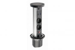 Indux Lift upotettava musta keittiön pistorasia työtasossa valaistuksella, 2 x USB ja langaton lataus 1208957402