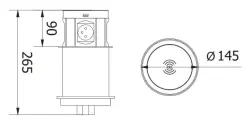 Indux Push, intrekbaar geaard wit keukenstopcontact in werkblad met 4 stopcontacten, 2 x USB, 2 x RJ45 en draadloos opladen 1208957419