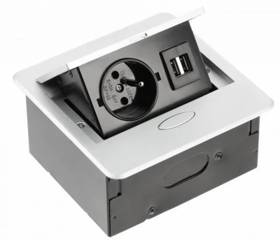 Indux Flip Small keittiön pistorasia työtasoon tai yläkaappiin, mattavalkoinen, 2 USB-laturilla 1208957426