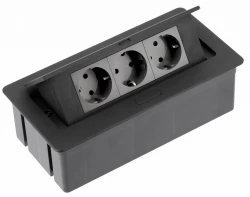 Indux Flip Medium keukenaansluiting met randaarde in het werkblad of bovenkast mat zwart met 3 stopcontacten 1208957433