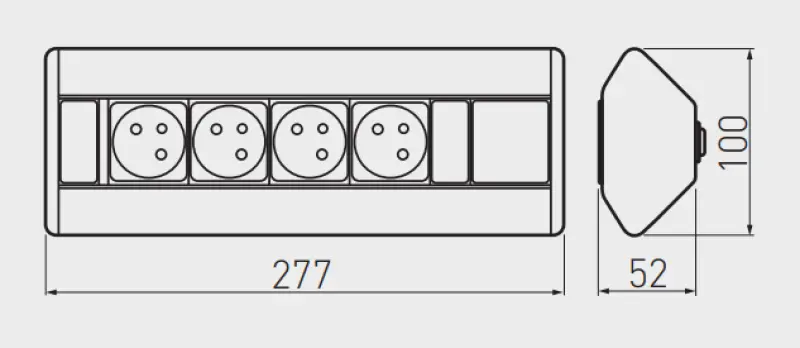 Indux Corner corner kitchen socket with 3 pin earthing outlets and 2 USB chargers 1208957442