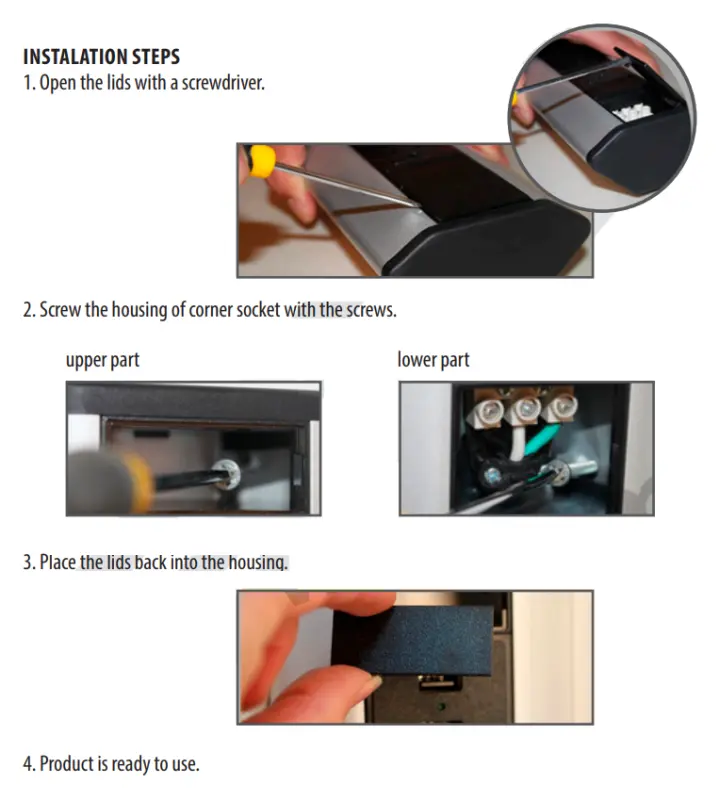 Indux Corner corner kitchen socket with 4 pin earthing outlets 1208957443