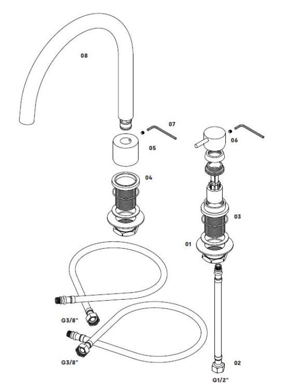Waterevolution Flow 2-reikäinen keittiöhana mattamusta T151PR