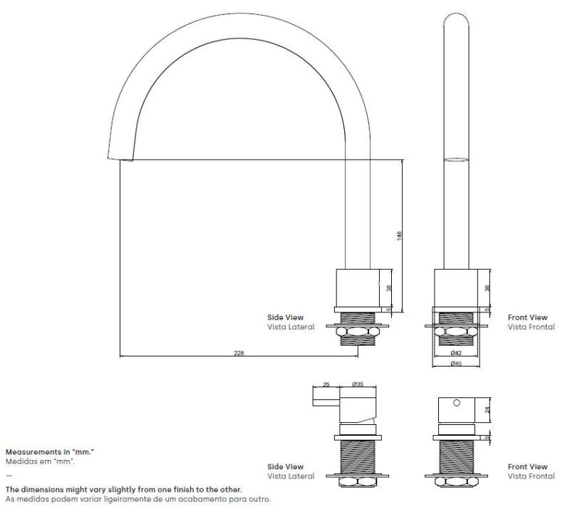 Waterevolution Flow 2-reikäinen keittiöhana messinki T151LE