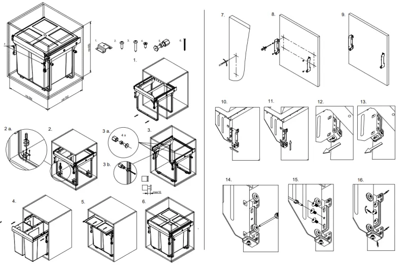 Garbi Carrier C-60-2-H built-in waste system with its own rails and 2 waste bins 2 x 34 litres 1208957469