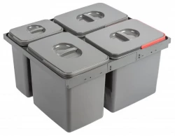 Garbi Basket B-60-4-H afvalscheidingssysteem voor lade van 60cm inclusief houder en 4 afvalbakken 1208957472