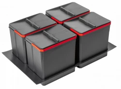 Garbi Basket B-80-4-G afvalscheidingssysteem voor lade van 80 cm inclusief houder en 4 x 15 liter afvalbakken 1208957478
