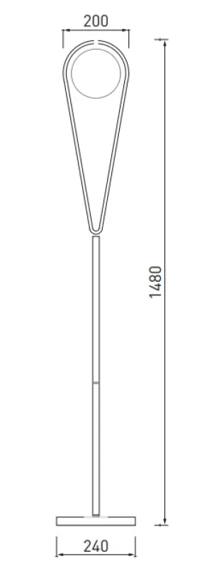 Decor Ciklop messinkinen kultainen lattiavalaisin, jossa on pisarainen ilme 9737