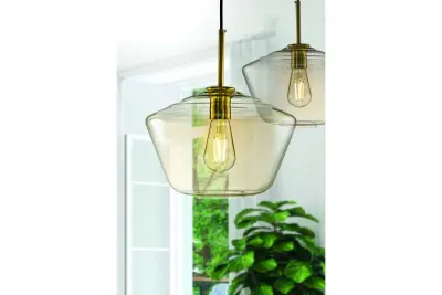 Decoreer Lime 339 mm hoge moderne amberkleurige hanglamp 7924