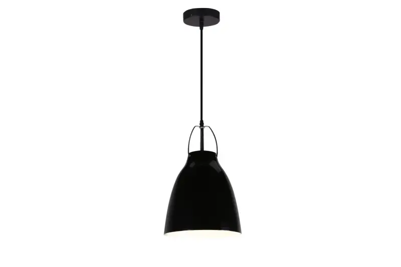 Decor Orient tapered metal pendant lamp black with contrasting white interior 4475