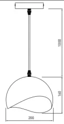 Deco Mavia pyöreä musta-keltainen riippuvalaisin 1808