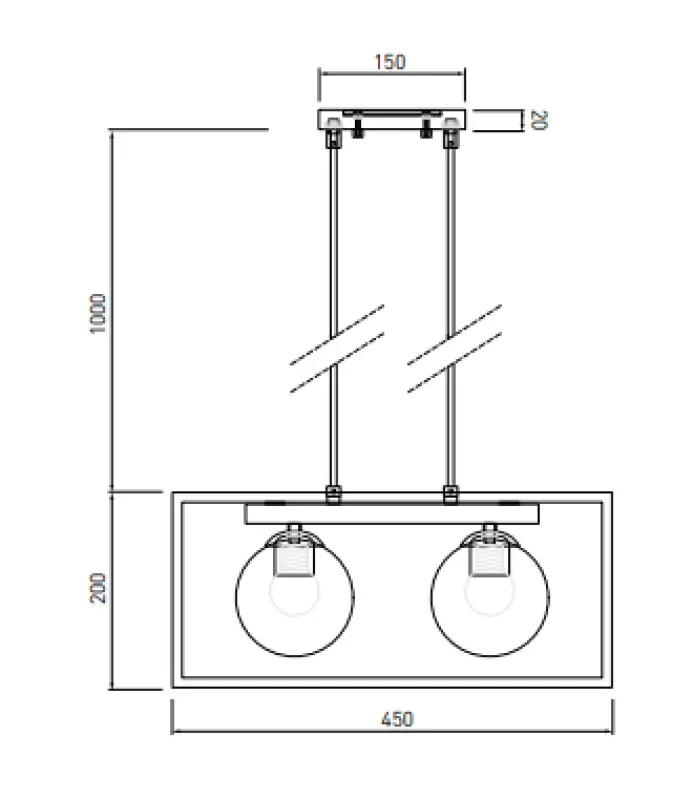 Decor Avelin kattovalaisin, jossa on kultainen suorakulmainen kehys, leveys 45 cm 2232