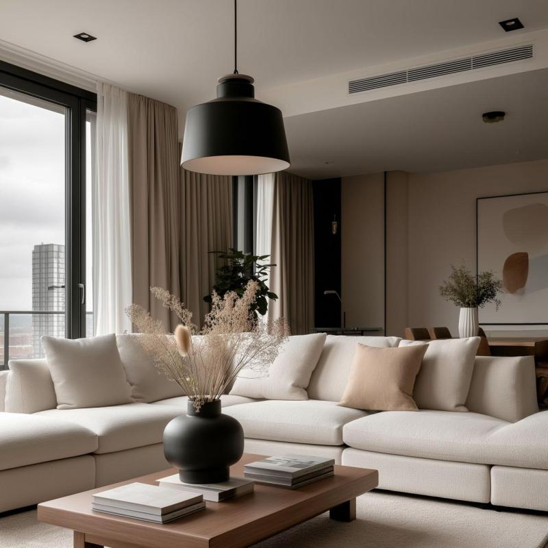 Decor Margus matt black metal pendant lamp with wooden top 2911