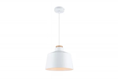 Decoreer Margus mat witte metalen hanglamp met houten toevoeging 3086