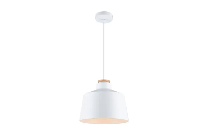 Decor Margus matt white metal pendant lamp with wooden top 3086