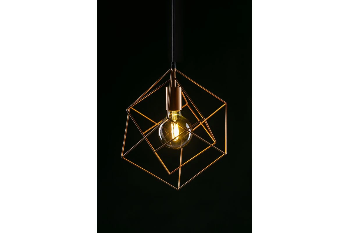 Decoreer Rosa gouden geometrische hanglamp bestaande uit 2 messing kubussen 3376 - Productafbeelding 3
