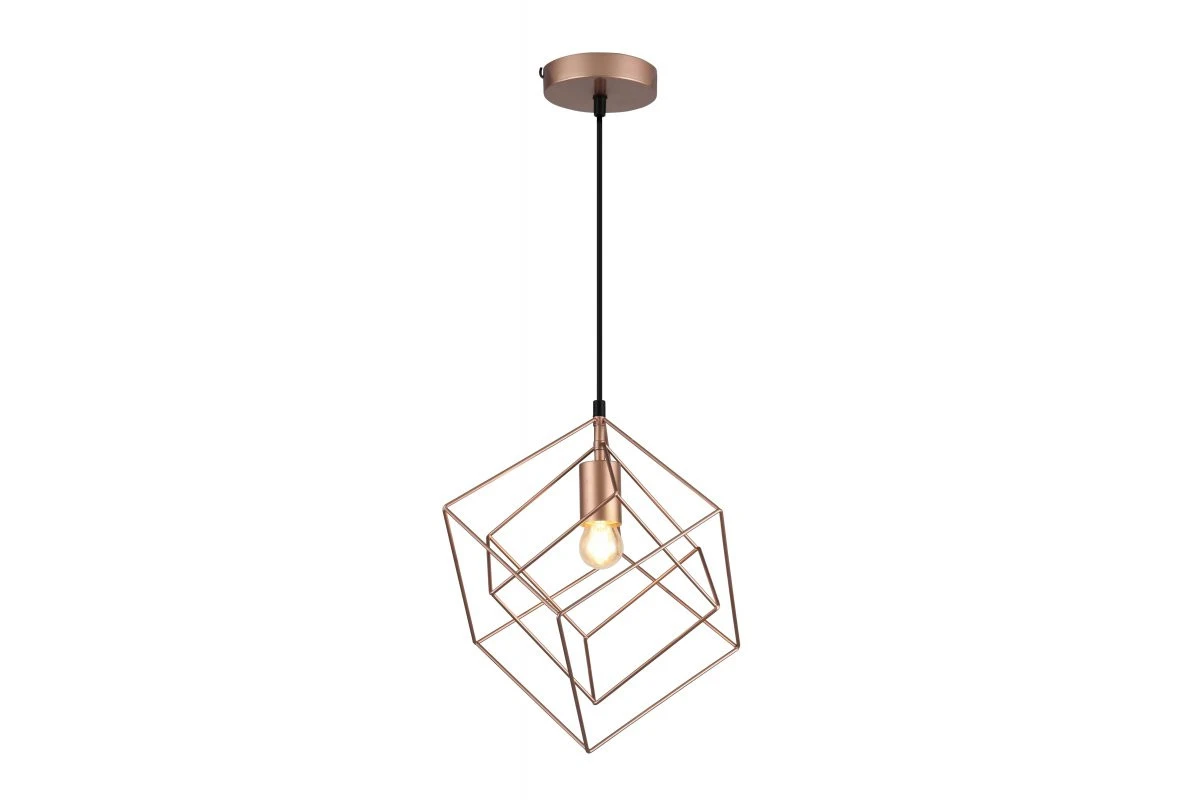 Decoreer Rosa gouden geometrische hanglamp bestaande uit 2 messing kubussen 3376 - Productafbeelding