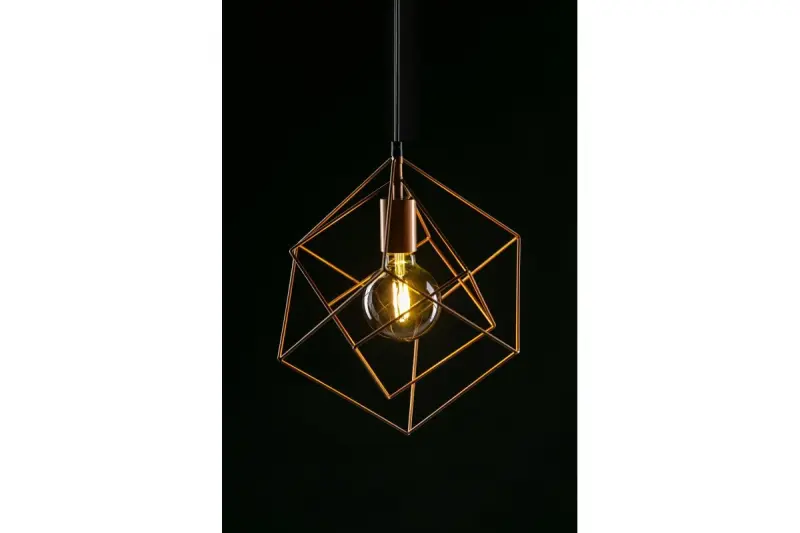Decoreer Rosa gouden geometrische hanglamp bestaande uit 2 messing kubussen 3376