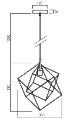 Decor Rosa musta geometrinen riippuvalaisin, joka koostuu kahdesta mustasta kuutiosta 3437.