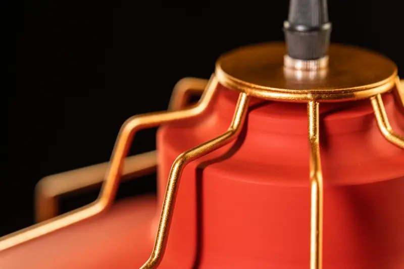 Decor Goa red pendant lamp with decorative gold frame 3536