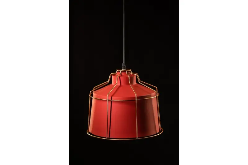 Decor Goa red pendant lamp with decorative gold frame 3536