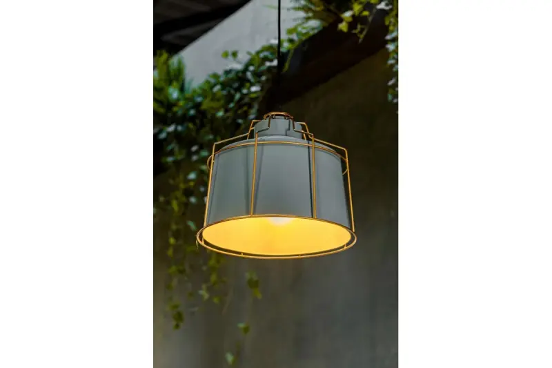 Decor Goa grey pendant lamp with decorative gold frame 3550