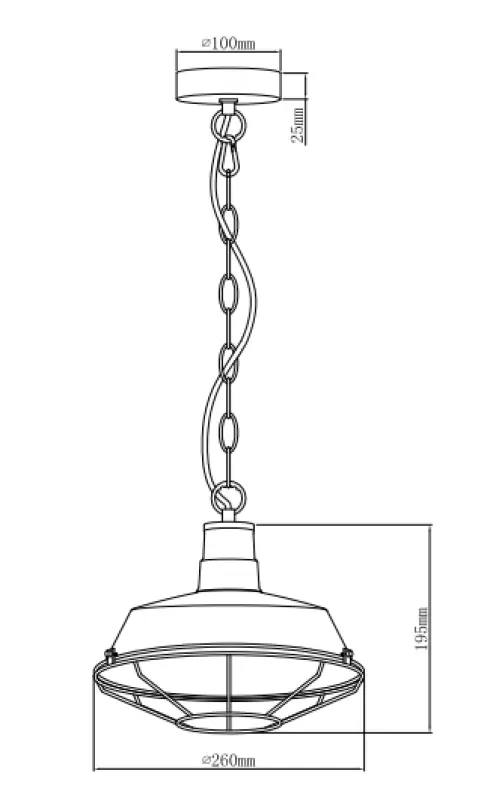 Decor Lars black pendant lamp with industrial black grid diameter 26 cm 2233