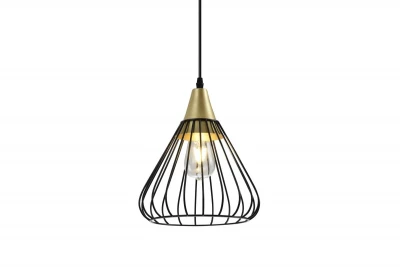 Decor Tess musta-kultainen metallinen kartionmuotoinen lankariippuvalaisin 2394