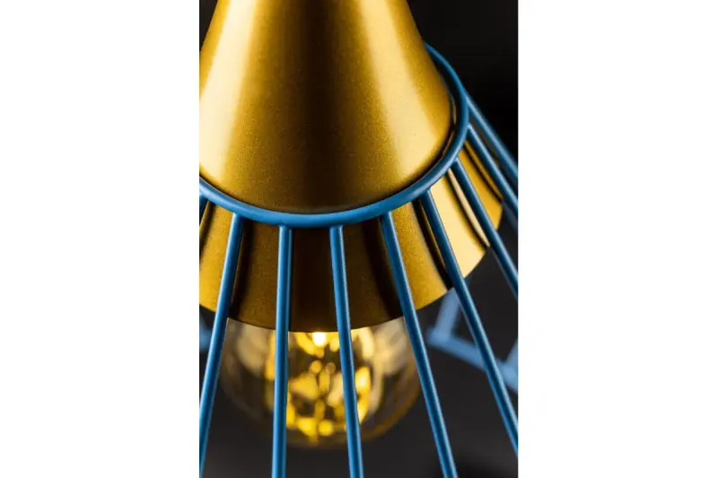 Decor Tess blue metal conical wire pendant lamp 2578