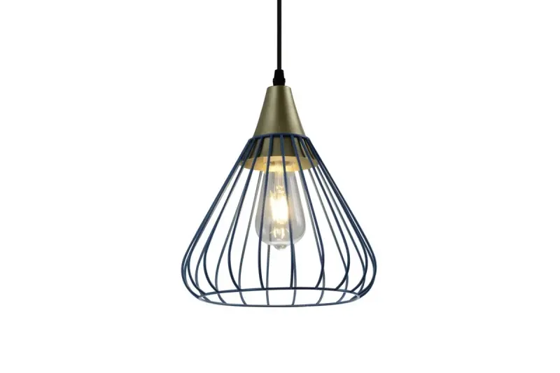 Decor Tess blue metal conical wire pendant lamp 2578