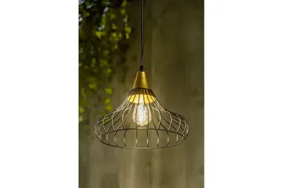 Decoreer Lotte zwarte kegelvormige vintage draadhanglamp 2622