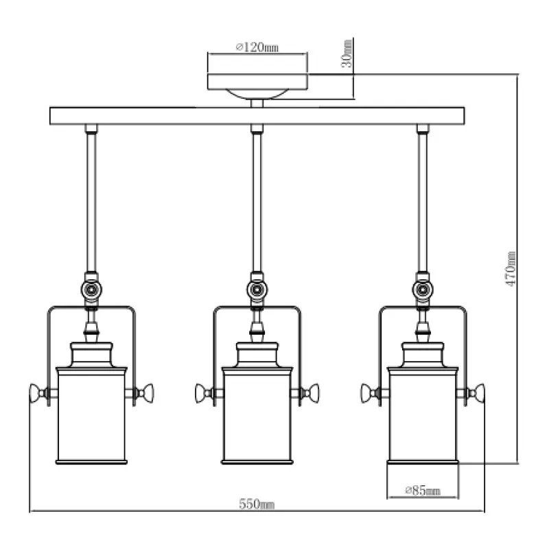 Dekor Demir musta riippuvalaisin, jossa on 3 valonlähdettä 4014