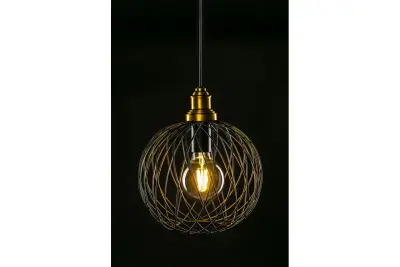Decor Viela musta metallinen lankamainen riippuvalaisin, pallonmuotoinen, halkaisija 25 cm 6972